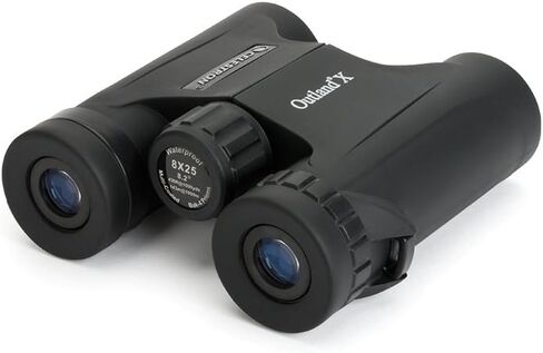 Celestron Outland X 10x25 Compact Binoculars for Hiking & Travel | Pocket-Sized Performance Binocular, 10x Magnification, Rubber-Armored Body, Waterproof, BaK-4 Prisms, Multi-Coated Optics in Saudi Arabia