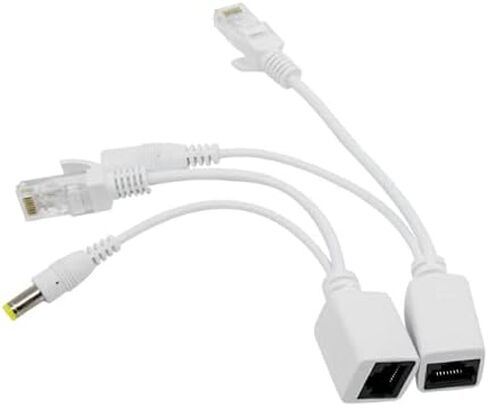 BeElion 5-Pair/10pcs White Passive PoE Injector and Splitter Kits with 5.5x2.1mm DC Connector RJ45 Power Over Ethernet for CCTV Surveillance Camera System in Kuwait