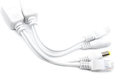 BeElion 5-Pair/10pcs White Passive PoE Injector and Splitter Kits with 5.5x2.1mm DC Connector RJ45 Power Over Ethernet for CCTV Surveillance Camera System in Kuwait