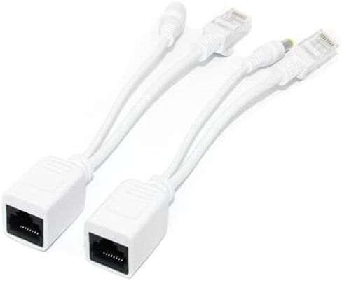 BeElion 5-Pair/10pcs White Passive PoE Injector and Splitter Kits with 5.5x2.1mm DC Connector RJ45 Power Over Ethernet for CCTV Surveillance Camera System in Kuwait