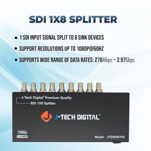 J-Tech Digital SDI Splitter | 1 Input, 4 Outputs | Supports 1320ft. | Compatible with SD, HD, 3G-SDI for Cameras, Monitors in Saudi Arabia