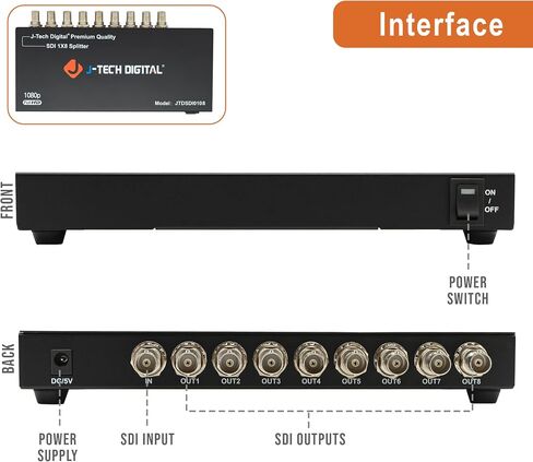 J-Tech Digital SDI Splitter | 1 Input, 4 Outputs | Supports 1320ft. | Compatible with SD, HD, 3G-SDI for Cameras, Monitors in Saudi Arabia