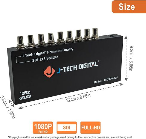 J-Tech Digital SDI Splitter | 1 Input, 4 Outputs | Supports 1320ft. | Compatible with SD, HD, 3G-SDI for Cameras, Monitors in Saudi Arabia