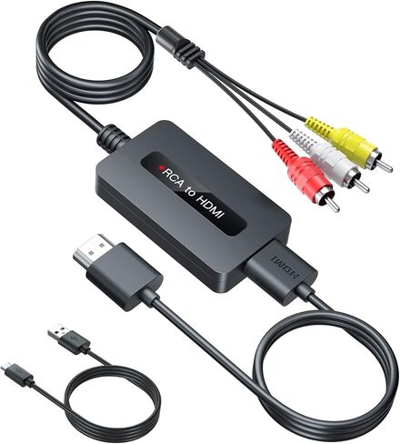 Male RCA to HDMI Cable Converter, CVBS Composite AV to HDMI Converter, Full HD 720P/ 1080P Output Switch for DVD, STB, R-o-k-u with Female RCA Output in Saudi Arabia