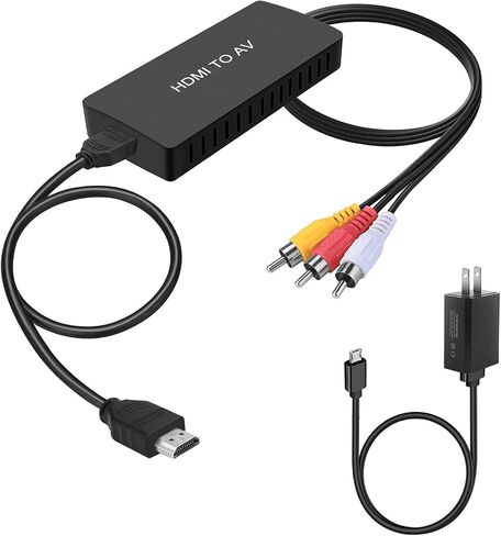 Dingsun HDMI to RCA Converter with HDMI Cabler and Power Adapter HDMI to AV Adapter HDMI to Older TV Adapter Compatible for Apple TV, Android TV Box, Roku, Fire Stick, DVD, Blu-ray Player ect. in Kuwait