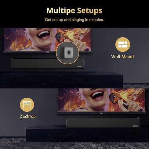 مكبر صوت للتلفزيون بيستيسان بلوتوث 5.0 مع 2 ميكروفون لاسلكي، ميكروفون كاريوكي لاسلكي محمول باليد للاطفال، مكبر صوت للبالغين والاطفال للغناء، بصري/AUX/محوري in Kuwait