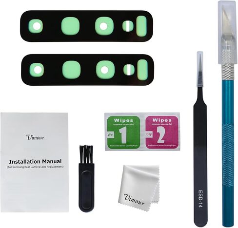Vimour 2 Pieces OEM Rear Camera Glass Lens Replacement for Samsung Galaxy S10 and S10 Plus(All Models) with Pre-Installed Adhesive and Repair Toolkit (2 Pack) in Kuwait