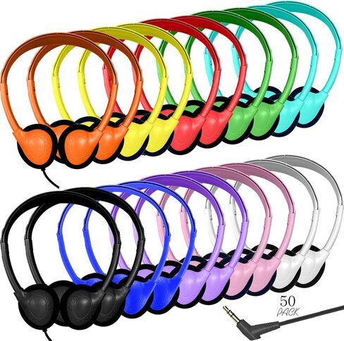20 Pack Bulk Classroom Headphones for Students Kids School, Wholesale Headphones Class Set with 3.5mm Jack for Chromebook Laptop PC Computer(10 Mixed Colors) in Kuwait