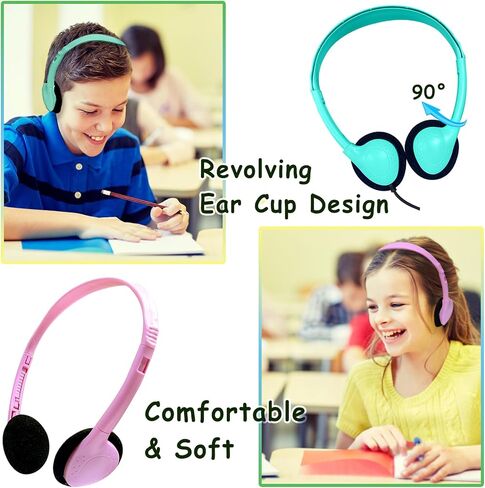 20 Pack Bulk Classroom Headphones for Students Kids School, Wholesale Headphones Class Set with 3.5mm Jack for Chromebook Laptop PC Computer(10 Mixed Colors) in Kuwait