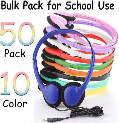 20 Pack Bulk Classroom Headphones for Students Kids School, Wholesale Headphones Class Set with 3.5mm Jack for Chromebook Laptop PC Computer(10 Mixed Colors) in Kuwait