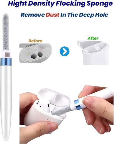 طقم تنظيف 4 في 1 من AHERO لأجهزة AirPods، عبوتين من أقلام التنظيف لسماعات الأذن، أداة تنظيف لعلبة الشحن وسماعات الرأس (أزرق وأسود) in Kuwait