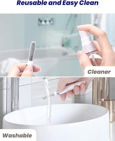 طقم تنظيف 4 في 1 من AHERO لأجهزة AirPods، عبوتين من أقلام التنظيف لسماعات الأذن، أداة تنظيف لعلبة الشحن وسماعات الرأس (أزرق وأسود) in Kuwait