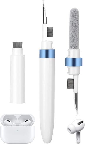 طقم تنظيف 4 في 1 من AHERO لأجهزة AirPods، عبوتين من أقلام التنظيف لسماعات الأذن، أداة تنظيف لعلبة الشحن وسماعات الرأس (أزرق وأسود) in Kuwait