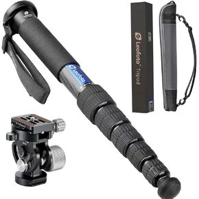 مجموعة رأس Monopod ورأس قابلة للإمالة MP-365C+VH-10S من Leofoto، ألياف الكربون، رأس VH-10S Monopod، 5 أقسام للأرجل، متوافقة مع Arca (مجموعة MP-365C+VH-10S) in Kuwait