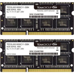 TEAMGROUP Elite DDR3L 8GB Single 1600MHz PC3-12800 CL11 Unbuffered Non-ECC 1.35V SODIMM 204-Pin Laptop Notebook PC Computer Memory Module Ram Upgrade - TED3L8G1600C11-S01