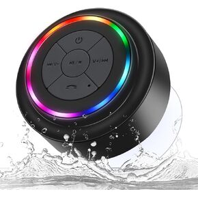 HAISSKY Bluetooth Shower Speakers, Portable Wireless Waterproof Speaker Suction Cup, Pairs Easily to Phones, Tablets, Computer (Black & Orange)