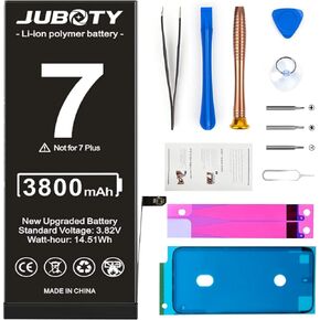 بطارية JUBOTY 3800 مللي أمبير في الساعة لهاتف iPhone 7، بطارية ليثيوم أيون داخلية جديدة ترقية 0 دورة عالية السعة لاستبدال iPhone 7 موديل A1660 A1778 A1779 مع مجموعة أدوات إصلاح احترافية in Kuwait