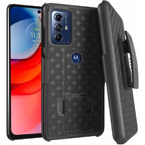 Rome Tech Belt Clip Phone Case for Motorola Moto G Play 6.5" (2023) - Heavy Duty Shell Holster Combo - Rugged Cover with Kickstand Compatible with Motorola G Play 2023 - Black in Kuwait