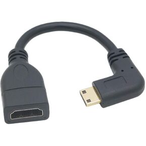 كابل HDMI صغير إلى HDMI 90 درجة 0.5 قدم Mini-HDMI ذكر إلى HDMI أنثى محول، يدعم 1080P Full HD، ثلاثي الأبعاد، للكاميرا، كاميرا الفيديو، بطاقة الرسومات، الكمبيوتر المحمول، الكمبيوتر اللوحي، HDTV، جهاز العرض، in Kuwait