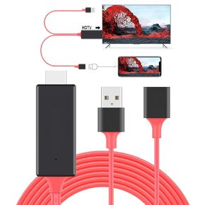 Tsemy متوافق مع لوحة الهاتف إلى كابل HDTV إلى كابل HDTV لجهاز العرض التلفزيوني 1080P HD الرقمي AV HDTV محول موصل سلك 6.6 قدم التوصيل والتشغيل (متوافق مع موصل الهاتف)
