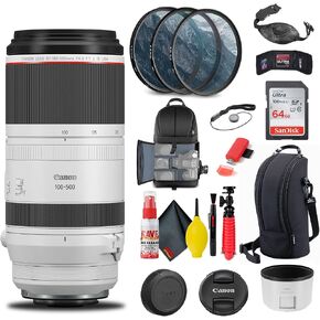 Canon RF 100-500mm f/4.5-7.1L is USM Lens (4112C002) + Filter Kit + Backpack + 64GB Card + Card Reader + Flex Tripod + Memory Wallet + Cap Keeper + Cleaning Kit + Hand Strap + More (Renewed) in Saudi Arabia