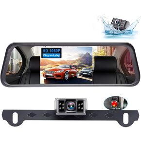 LeeKooLuu Backup Camera Mirror Plug and Play - Easy Set up Clear Image Color Night Vision Rear View Mirror Kit DIY Guide Lines Waterproof HD 1080P 4.3" Monitor with for Car/Truck/SUV/Minivan LK1 in Kuwait