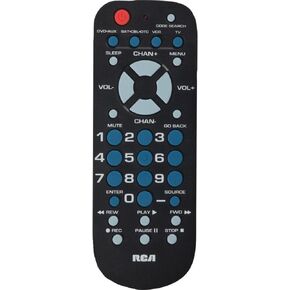 RCA 3-Device Palm-Sized Universal Remote, Long Range IR, Replaces Most Major Remote Brands, Designed for Comfort, RCR503BE