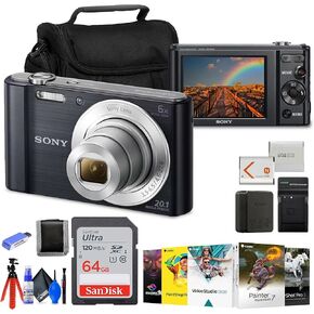 Sony Cyber-Shot DSC-W810 Digital Camera (Black) (DSC-W810/B) + NP-BN1 Battery + 64GB Card + Corel Photo Software + Case + Charger + Card Reader + Flex Tripod + Cleaning Kit + Memory Wallet (Renewed) in Saudi Arabia