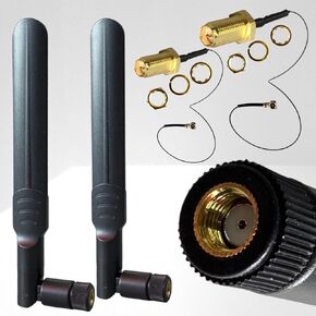 2-Pack Dual Band Antenna WiFi 2.4GHz 5GHz 5.8GHz 8dBi RP-SMA Male,U.FL IPEX MHF4 to RP SMA Female Extension Cable for M.2 NGFF Intel Wireless Network Card WiFi Adapter Laptop-Wireless Network Card