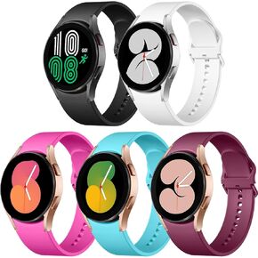 Lerobo 5 Pack No Gap Bands Compatible with Galaxy Watch 6/5/4 Band/Watch 5 Pro Band/Galaxy Watch 4 Band,20mm Soft Silicone Sport Strap for Samsung Watch 5&4 Bands/Watch 4 Classic Bands Women Men