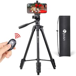 حامل ثلاثي للهاتف HPUSN مقاس 55 بوصة قابل للتمديد وخفيف الوزن من الألومنيوم حامل ثلاثي القوائم للهاتف الخلوي، جهاز تحكم عن بعد لاسلكي، حامل ثلاثي محمول للسفر للتصوير الفوتوغرافي وتسجيل الفيديو ومدونات الفيديو in Kuwait