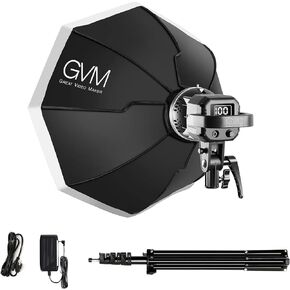 GVM 80W Softbox Lighting Kit with APP Control, Professional Studio Photography Lighting with Digital Display, LED Video Light Color Temperature 5600K and CRI 97+ for Portrait Product Fashion Shoot in Kuwait