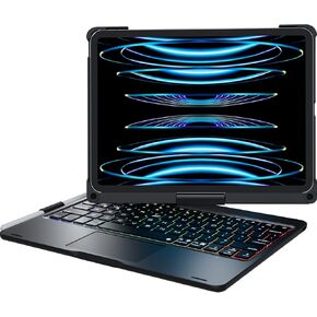 حافظة لوحة مفاتيح edaiser iPad Air الجيل الخامس 4th 10.9 بوصة وiPad Pro 11 4th 3rd 2nd Gen 2022 غطاء لوحة مفاتيح دوارة Smart Touch Folio مع لوحة تتبع بلوتوث حامل قلم رصاص بإضاءة خلفية، رمادي معدني in Kuwait