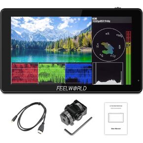 كاميرا FEELWORLD LUT5، شاشة DSLR الميدانية 5.5 بوصة 3000nit شاشة لمس عالية السطوع للغاية 3DLUT F970 طاقة خارجية مراقب ميداني خارجي 1920x1080 شاشة عرض 4K HDMI in Kuwait