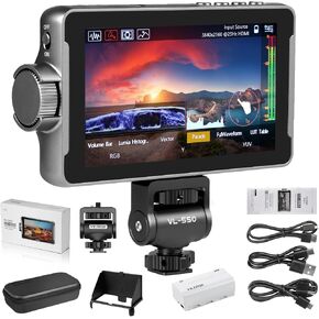 VILTROX DC-550 Pro Touch Screen DSLR Camera Field Monitor 4K HDMI, 5.5 Inch 1200 Nits Video Camera Monitor with Battery/Sunshade Hood, 3DLUT, Focus Peaking, Waveform, False Colors in Kuwait