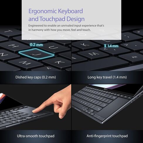 ASUS Zenbook Pro 14 Duo شاشة لمس 14.5 بوصة 16:10، معدل تحديث 120 هرتز، ScreenPad Plus، وحدة المعالجة المركزية Intel i9-13900H، NVIDIA® Geforce RTX 4060، ذاكرة الوصول العشوائي 32 جيجابايت، 1 تيرابايت SSD، Windows 11 Home، أسود تقني، UX8402VV-PS96T in Saudi Arabia