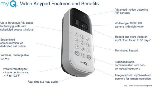 لوحة مفاتيح فيديو Liftmaster VKP1-LM MyQ مع كاميرا وواي فاي والتحكم في الهاتف الذكي. لوحة مفاتيح Smart Garage لمنزلك الذكي. تعمل مع فتحات تشامبرلين، ليفت ماستر، و كرافتسمان. in Kuwait