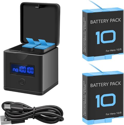 Suptig 2 Pack Batteries for GoPro Hero 12/11/10/9 Black, 3-Channel Battery Charger Station for gopro Hero 12/11/10/9 in Saudi Arabia