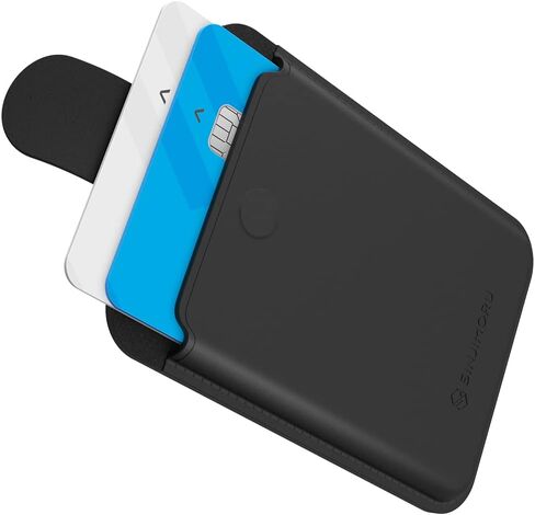 محفظة Sinjimoru من الجلد النباتي، حامل بطاقات محفظة الأكورديون المغناطيسي لظهر حافظة الهاتف الخلوي المتوافقة مع سلسلة iPhone 15 14 13 12. محفظة M-Pull Tab باللون الأسود in Kuwait