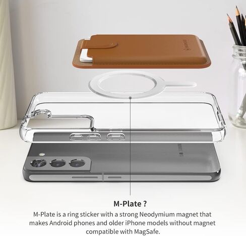 محفظة Sinjimoru من الجلد النباتي، حامل بطاقات محفظة الأكورديون المغناطيسي لظهر حافظة الهاتف الخلوي المتوافقة مع سلسلة iPhone 15 14 13 12. محفظة M-Pull Tab باللون الأسود in Kuwait