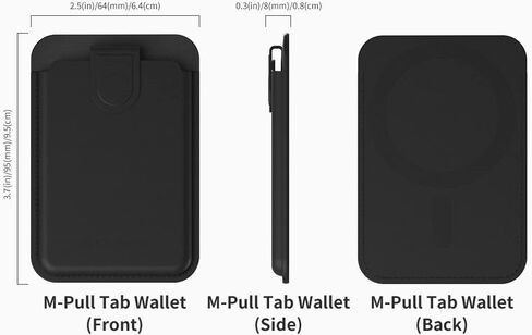 محفظة Sinjimoru من الجلد النباتي، حامل بطاقات محفظة الأكورديون المغناطيسي لظهر حافظة الهاتف الخلوي المتوافقة مع سلسلة iPhone 15 14 13 12. محفظة M-Pull Tab باللون الأسود in Kuwait