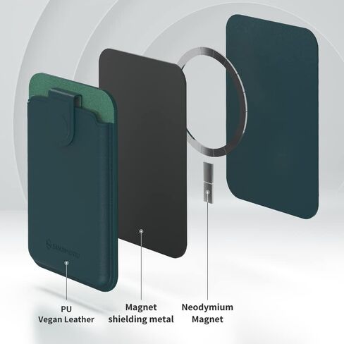 محفظة Sinjimoru من الجلد النباتي، حامل بطاقات محفظة الأكورديون المغناطيسي لظهر حافظة الهاتف الخلوي المتوافقة مع سلسلة iPhone 15 14 13 12. محفظة M-Pull Tab باللون الأسود in Kuwait