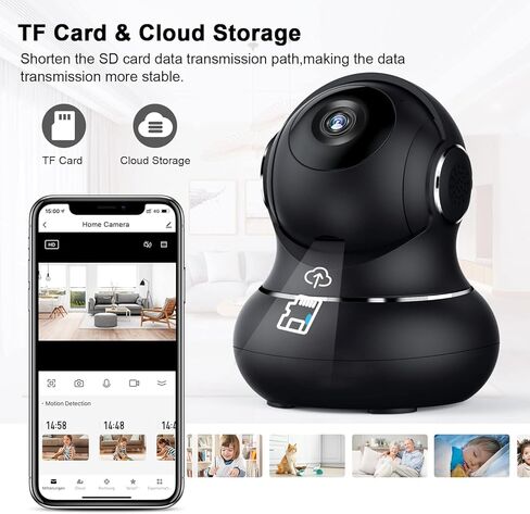 كاميرا أمان داخلية 5 جيجا هرتز، كاميرات Litokam 5 ميجابكسل لأمن المنزل مع نطاق مزدوج 5G/2.4G، كاميرا للحيوانات الأليفة مع تطبيق الهاتف، اكتشاف الحركة/البكاء بالذكاء الاصطناعي، تتبع تلقائي 360، رؤية ليلية، دعم Onvif/NVR/Alexa in Kuwait