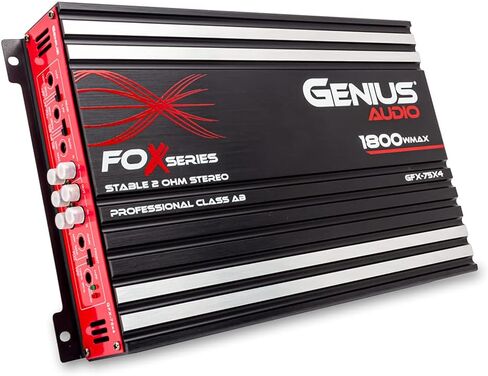 مضخم صوت Genius Audio GFX-75X4 كامل النطاق للسيارة متعدد القنوات 1800 واط بحد أقصى فئة AB 2 أوم ثابت مع نظام حماية الطاقة لتعزيز أداء مكبر الصوت ومكبر الصوت in Kuwait
