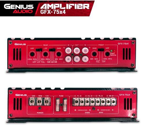 مضخم صوت Genius Audio GFX-75X4 كامل النطاق للسيارة متعدد القنوات 1800 واط بحد أقصى فئة AB 2 أوم ثابت مع نظام حماية الطاقة لتعزيز أداء مكبر الصوت ومكبر الصوت in Kuwait