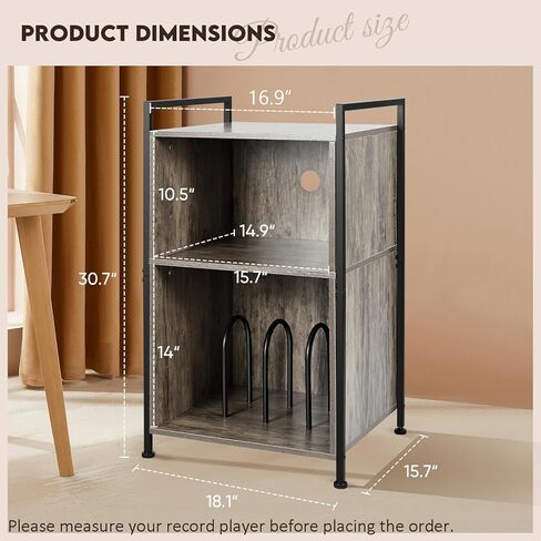 BOEASTER Record Player Stand, 3-Tier Turntable Stand with Vinyl Record Storage Holds 160 Albums, Record Player Table with Record Storage Shelf for Living Room Bedroom, Brown in Kuwait