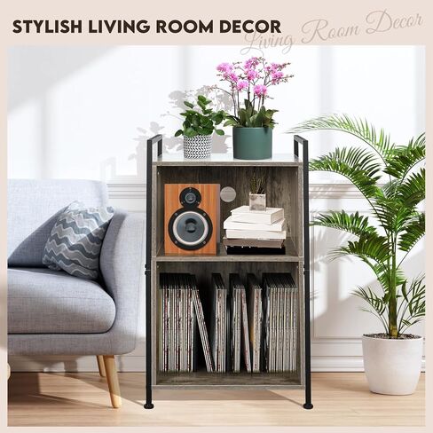 BOEASTER Record Player Stand, 3-Tier Turntable Stand with Vinyl Record Storage Holds 160 Albums, Record Player Table with Record Storage Shelf for Living Room Bedroom, Brown in Kuwait