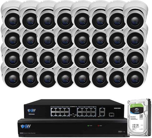 GW Security 32 Channel PoE NVR UltraHD 4K Smart AI Security Camera System with 32 x 4K (8MP) IP Microphone Dome Camera, 100ft Night Vision, Face/Human/Vehicle Detection Waterproof Surveillance Camera in Saudi Arabia