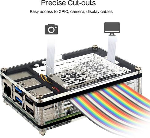 جيكوورم حافظة كمبيوتر 9 طبقات لجهاز راسبيري باي 5 4 جيجابايت/8 جيجابايت - اسود وشفاف (P394) in Kuwait
