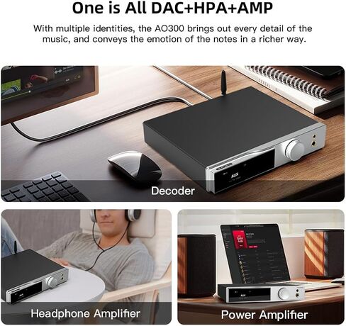 SMSL AO300 MA5332MS Class D Power Amplifier CS43131 165W x 165W DAC Headphone Amp, USB/Coax/Opt/HDMI ARC/RCA Input 2.1 Channel Speaker/Subwoofer 4.4mm/6.35mm Headphone Output, MQA-CD DAC Amp(Black) in Kuwait
